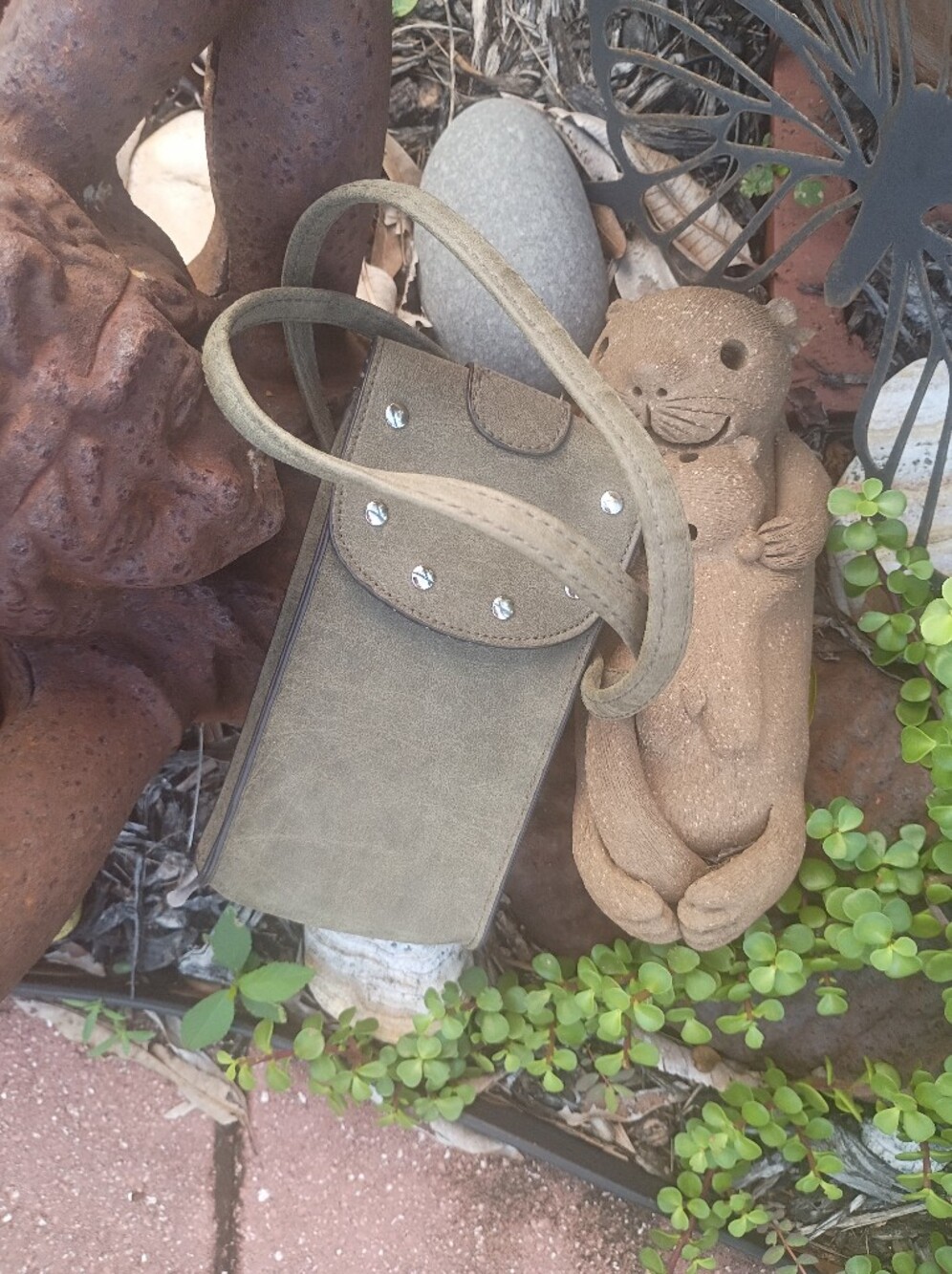 American Eagle Olive Green Studded Crossbody  Bag